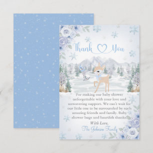 Winter Reh Blaue Schneeflocke Baby Shower Dankeskarte