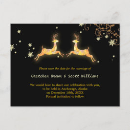 Winter Rentier Couple Save the Date Ankündigungspostkarte