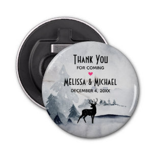 Winter Rentier Rustikale Hochzeit mit grauem Wasse Flaschenöffner