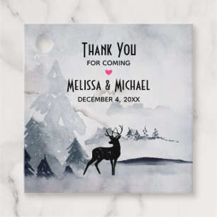 Winter Rentier Rustikale Hochzeit mit grauem Wasse Geschenkanhänger