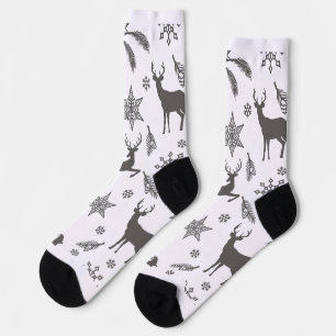 Winter-Rentier-Schneeflocken-Weihnachts-Socken Socken