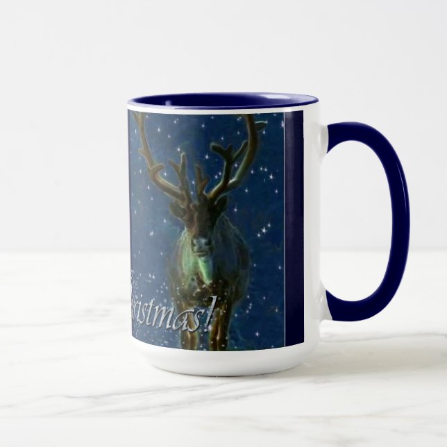 Winter Rentier, Snow & Frohe Weihnachtsgestaltung Tasse (Rechts)