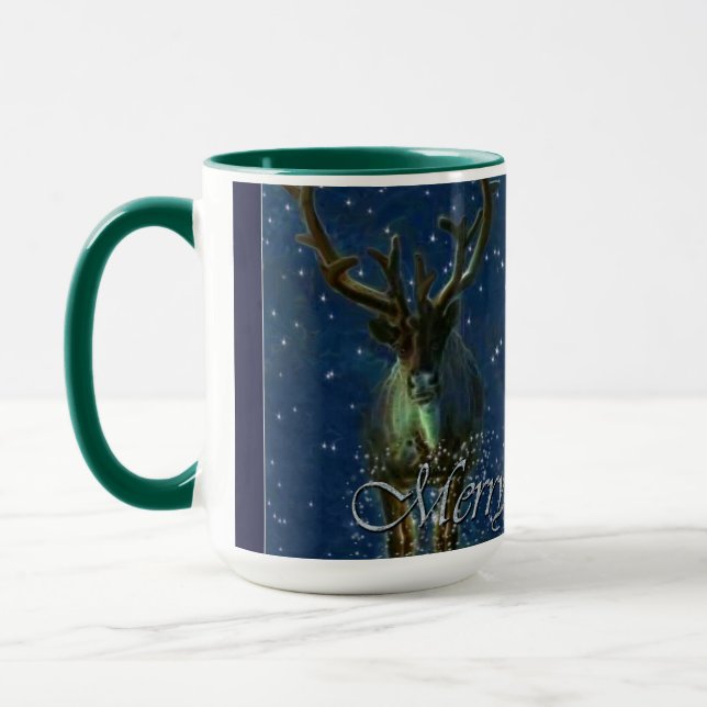 Winter Rentier, Snow & Frohe Weihnachtsgestaltung Tasse (Links)