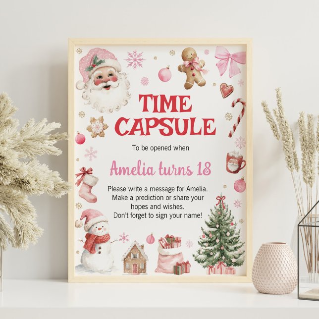 Winter Retro Christmas Birthday Time Capsule Sign Poster (Von Creator hochgeladen)