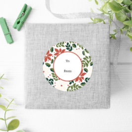 Winter Retro Floral Poinsettia Weihnachten Runder Aufkleber