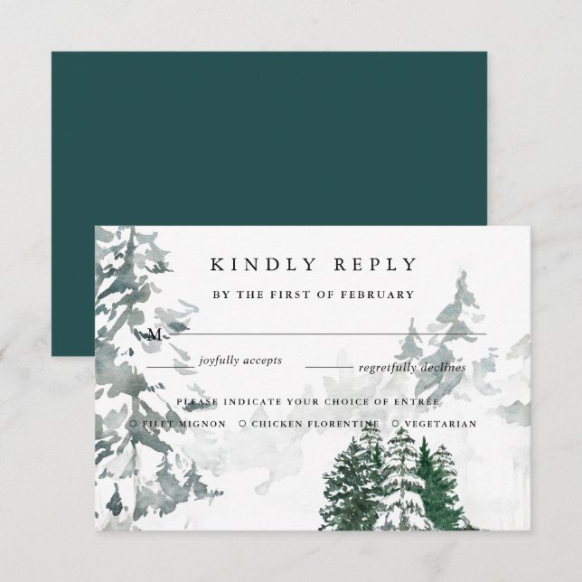 Winter Reverie Meal Choice RSVP Card (Vorne/Hinten)