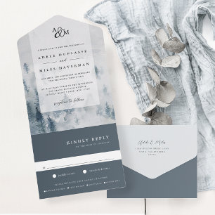 Winter Reverie Monogram Wedding All In One Einladung