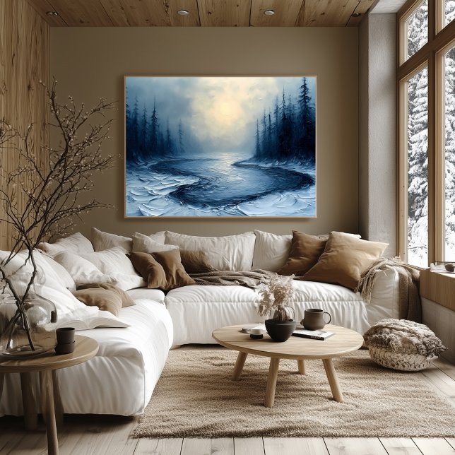 Winter River Bend - Abstrakte Foggy Forest Scene Poster (Von Creator hochgeladen)