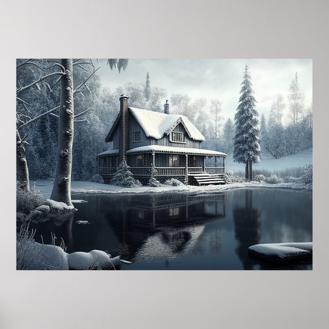 Winter River Landschaft Poster (Vorne)