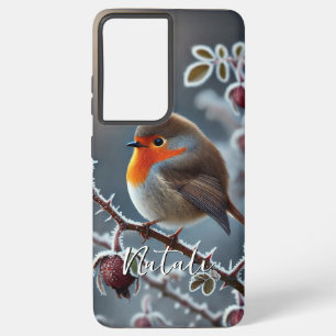 Winter Robin auf Zweigniederlassung Mattierter Ros Samsung Galaxy Hülle