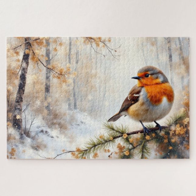 winter robin bird puzzle (Horizontal)