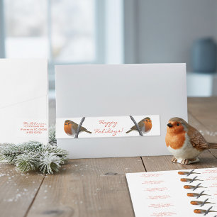 Winter Robin Bird Weihnachts-Rücksendeadresse