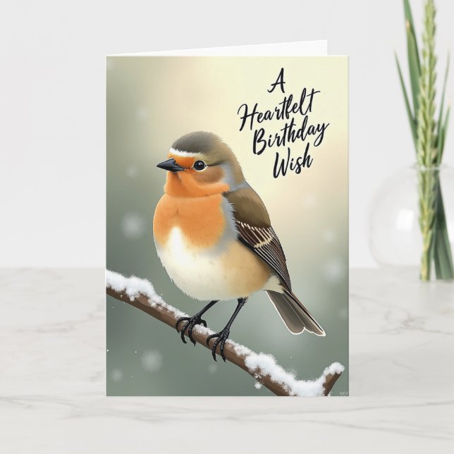 Winter Robin Geburtstagskarte Karte (Vorderseite)
