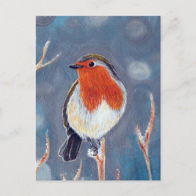 Winter Robin Painting Postkarte (Vorderseite)