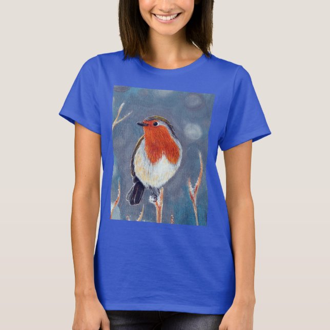 Winter Robin Painting T-Shirt (Vorderseite)