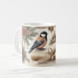 Winter Robin & Scroll: Vintage-Weihnachtstasse Kaffeetasse