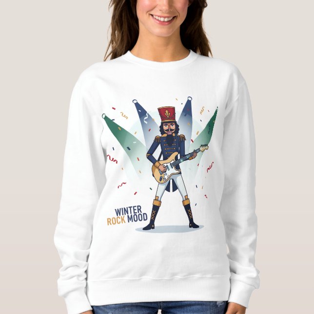 Winter Rock Stimmung – Nussknacker Gitarrist Sweatshirt (Vorderseite)