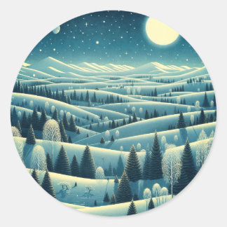 Winter-Rolling Hills Runder Aufkleber