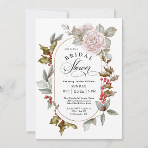Winter Romance Floral und Evergreens Brautparty Einladung