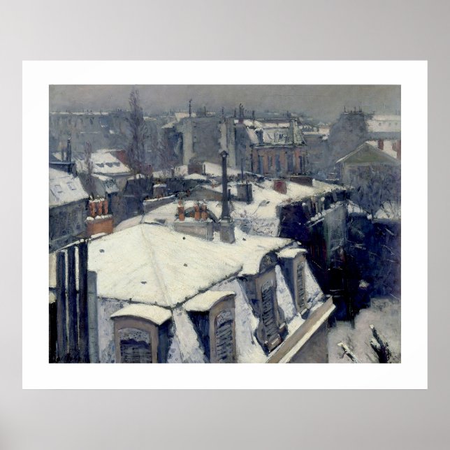 Winter Rooftops Paris Caillebotte Poster (Vorne)
