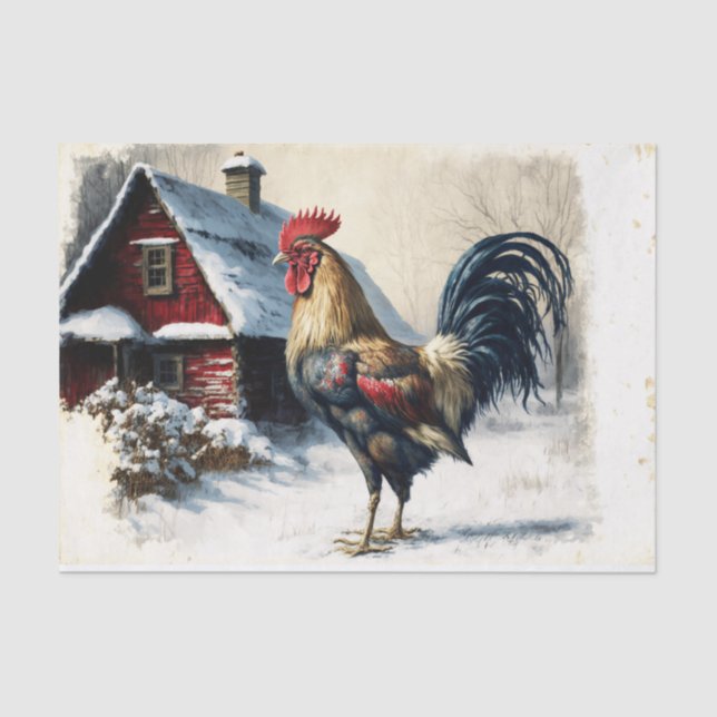 Winter Rooster Seidenpapier (Vorderseite)