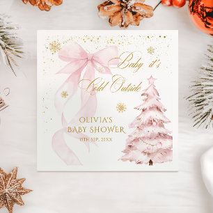 Winter Rosa Bogen Es ist kalt draußen Baby Shower Serviette