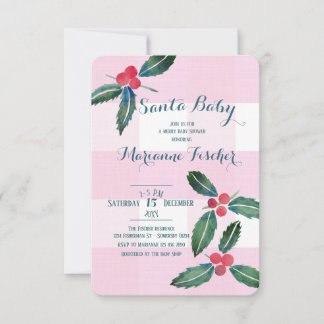 Winter rosa Gingham Santa Baby Shower Einladung