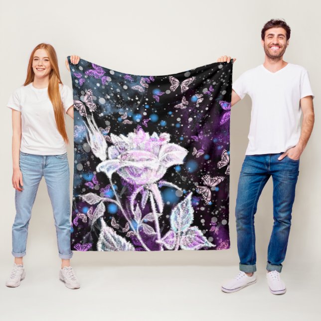 Winter Rose und Schmetterlinge Fleece Blanket (Beispiel)
