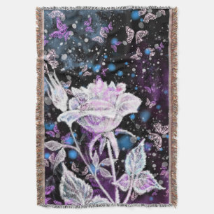 Winter Rose und Schmetterlinge werfen Blanket Decke