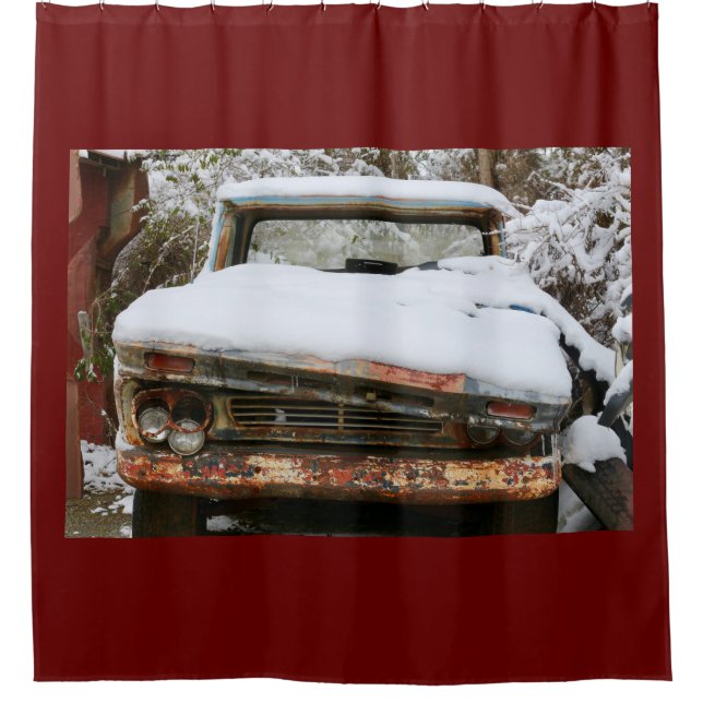 Winter-Rostiger-LKW-Duschvorhang Duschvorhang (Vorderseite)