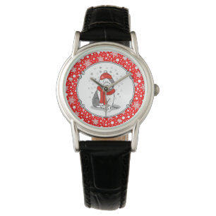 Winter (rot) Alte Englische Scheune (Grau 1) Niedl Armbanduhr