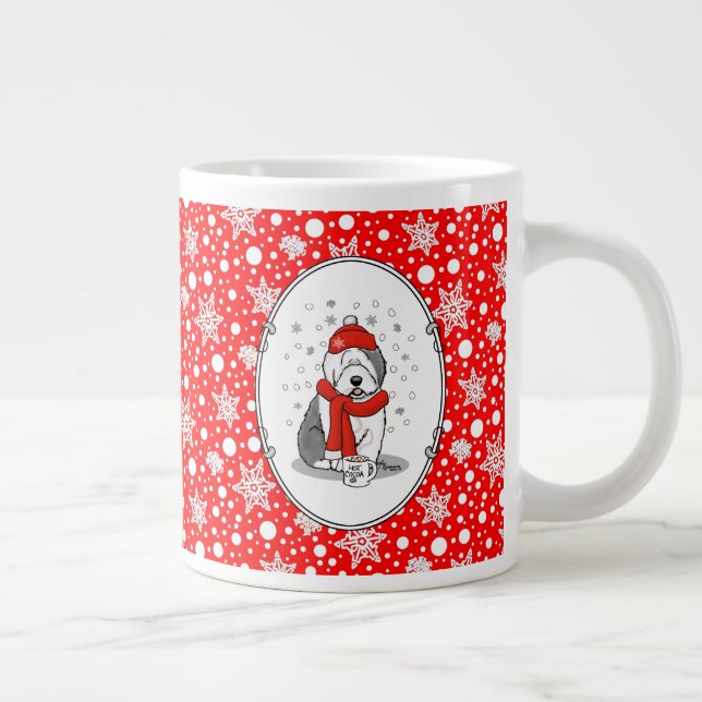 Winter (rot) Alte Englische Scheune (Grau 1) Niedl Jumbo-Tasse (Rechts)