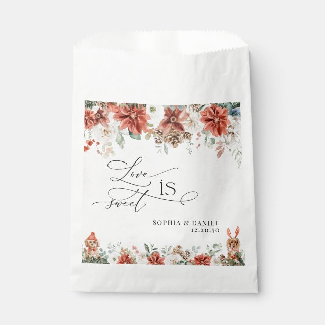 Winter Rote Gastgeschenk Hochzeit Pinecone Bags Geschenktütchen (Vorderseite)