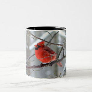 Winter-rote Kardinals-Tasse Zweifarbige Tasse
