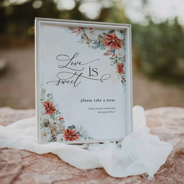 Winter Rote Vegetation Pinecone Liebe ist ein süße Sockelschild (Von Creator hochgeladen)