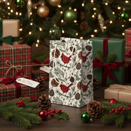 Winter Roter Kardinal in Pine Tree Kleine Geschenktüte