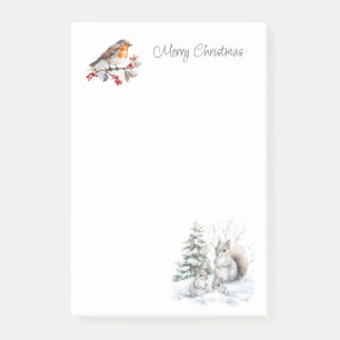 Winter Rotkehlchen Eichhörnchen Weihnachten Post-it Klebezettel