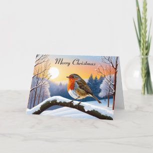 Winter-Rotkehlchen-Schneeszene Frohe Weihnachten