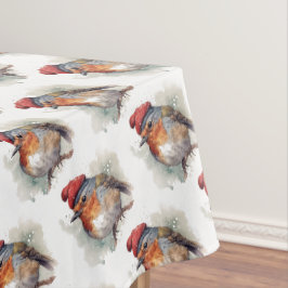 Winter-Rotkehlchen-Wasserfarben-Rotmützen-Muster Tischdecke