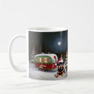 Winter Rottweiler Caravan Weihnachtsabenteuer Kaffeetasse