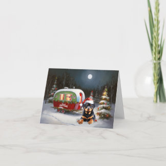 Winter Rottweiler Caravan Weihnachtsabenteuer Karte