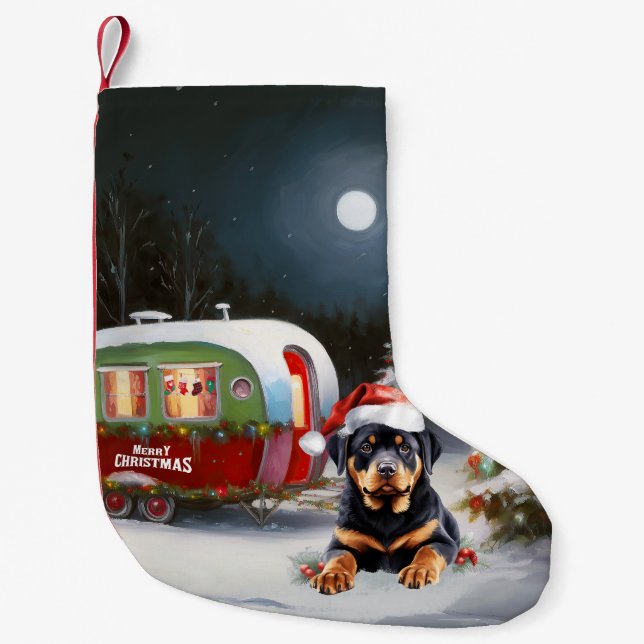 Winter Rottweiler Caravan Weihnachtsabenteuer Kleiner Weihnachtsstrumpf (Vorderseite)