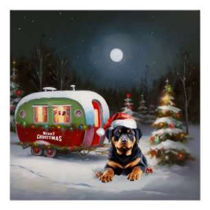 Winter Rottweiler Caravan Weihnachtsabenteuer Poster