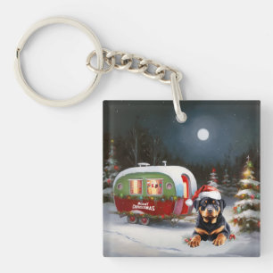 Winter Rottweiler Caravan Weihnachtsabenteuer Schlüsselanhänger