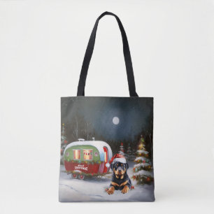 Winter-Rottweiler-Wohnwagen-Weihnachtsabenteuer