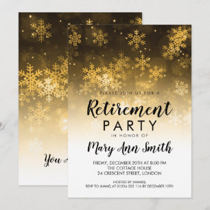 Winter-Ruhestands-Party-Feiertags-Schein-Gold Einladung