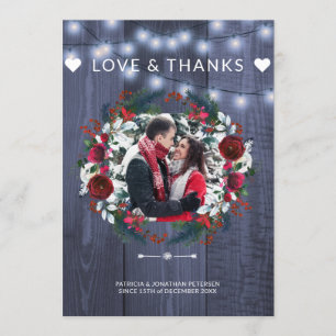 Winter Rustic Navy Burgundy Hochzeit Vielen Dank Einladung