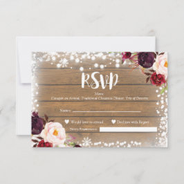 Winter Rustic Wedding RSVP Card Karte