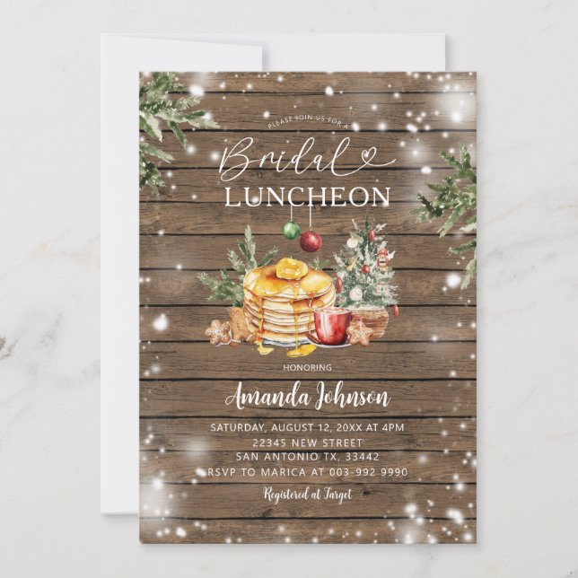 Winter Rustic Wohnen Weihnachten Party Bridal Lunc Einladung (Vorderseite)