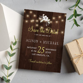 Winter Rustikale Hochzeit | Stall Wood Lights Save The Date